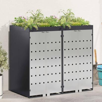 Depozitare pentru 3 pubele Wheelie 340 x 77.5 x 115.5 cm Oțel GartenMobel Dekor