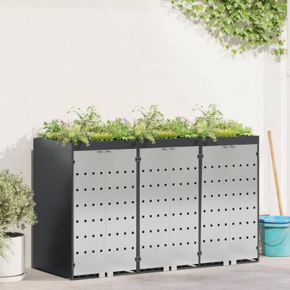 Depozitare pentru 3 pubele Wheelie 340 x 77.5 x 115.5 cm Oțel GartenMobel Dekor