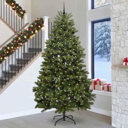 Brad de Crăciun artificial cu 300 LED Verde 300 cm PVC și Metal GartenMobel Dekor