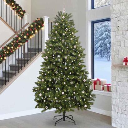 Brad de Crăciun artificial cu 300 LED Verde 300 cm PVC și Metal GartenMobel Dekor