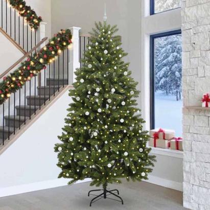 Brad de Crăciun artificial cu 300 LED Verde 300 cm PVC și Metal GartenMobel Dekor
