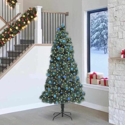 Brad artificial iluminat de Crăciun cu set de globuri 240 cm GartenMobel Dekor