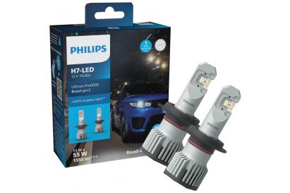 Set 2 becuri LED H4 Philips Ultinon Pro6000 Boost 12V 18W 5800K