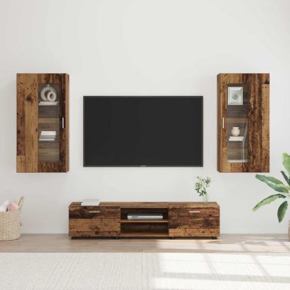 Set comodă TV cu sertar FLORIN 3 pcs Lemn vechi Lemn compozit GartenMobel Dekor