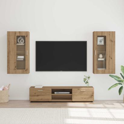 Set comodă TV FLORIN 3 pcs Stejar Artizanal Lemn compozit GartenMobel Dekor