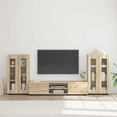 Set comodă TV cu raft FLORIN 3 pcs Stejar Sonoma Lemn compozit GartenMobel Dekor
