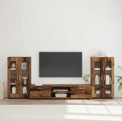 Set comodă TV cu sertar FLORIN 3 pcs Lemn vechi Lemn compozit GartenMobel Dekor