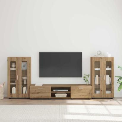 Set comodă TV FLORIN 3 pcs Stejar Artizanal Lemn compozit GartenMobel Dekor