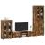 Set comodă TV cu raft FLORIN 3 pcs Stejar fumuriu Lemn compozit GartenMobel Dekor