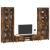 Set comodă TV cu raft FLORIN 3 pcs Stejar fumuriu Lemn compozit GartenMobel Dekor