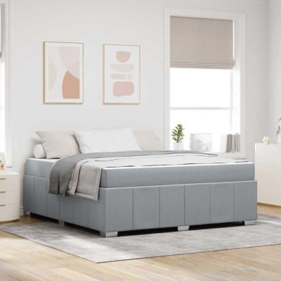 Cadru de pat cu saltea Gri deschis 180 x 200 cm țesătură GartenMobel Dekor