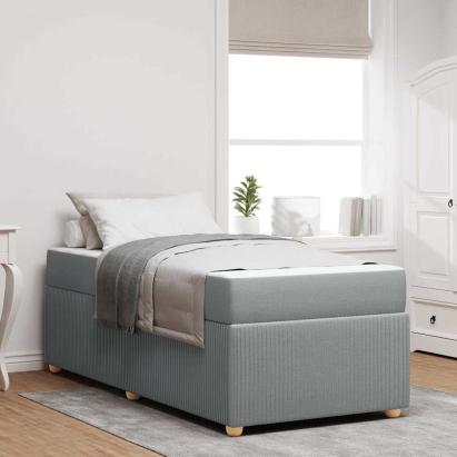 Cadru de pat cu saltea Gri deschis 90 x 190 cm țesătură GartenMobel Dekor