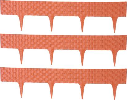 Palisadă de grădină imitație ratan teracotă 2,4 m, set 3 bucăți UV