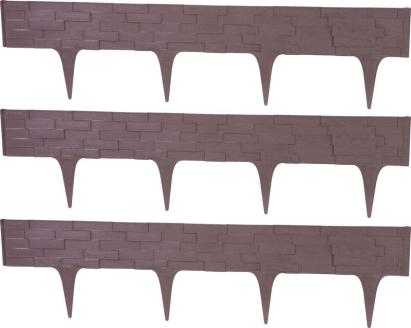 Palisadă de grădină StonePalisade 2,37 m maro închis, 3 piese, UV
