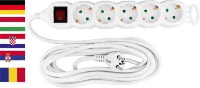 Prelungitor Strend Pro cu 5 prize, 5 m, protecție copii și întrerupător