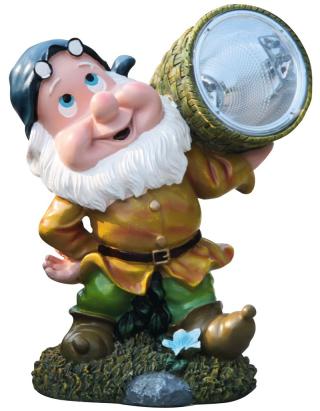 Pitic decorativ solar pentru gradina, ceramic, 4 LED, 20x15x25 cm