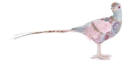 Decoratiune de Craciun MagicHome, fazan albastru cu pene, 50x10x25 cm