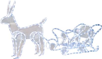 Decorațiune de Crăciun ren cu sanie, 312 LED alb rece, exterior