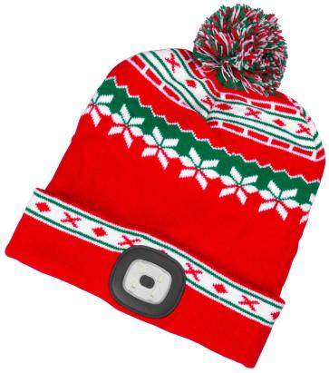 Caciula de Craciun cu LED reincarcabil USB, rosu-verde, marimea L