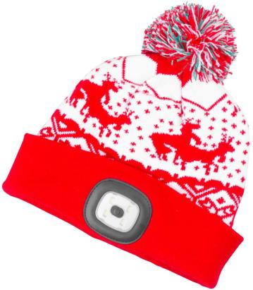 Căciulă de copii Strend Pro X-mas roșie cu LED USB, mărimea M