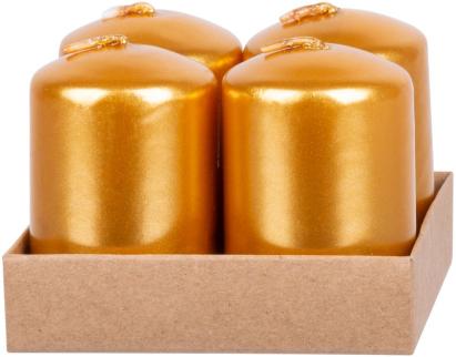 Set 4 lumânări advent aurii MagicHome, cilindrice, 4x6 cm