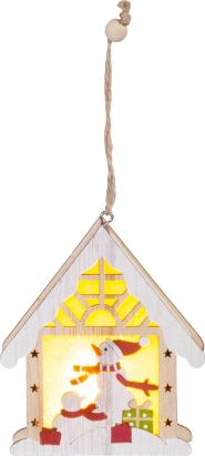 Decorațiune de Crăciun LED suspendată cu om de zăpadă în căsuță