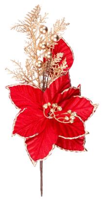 Crenguță decorativă de Crăciun Poinsettia roșu-auriu, 31 cm