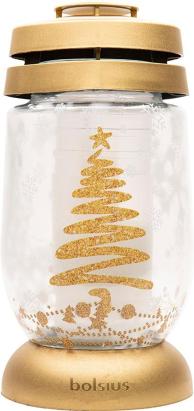 Candelă funerară Bolsius cu brad 3D, 36h ardere, 22,4 cm