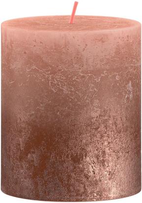 Lumanare decorativa cilindrica Bolsius Rustic, copper-caramel, 80x68 mm