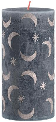 Lumânare decorativă Bolsius Rustic cilindrică, Crăciun, Slate Blue 130x68 mm