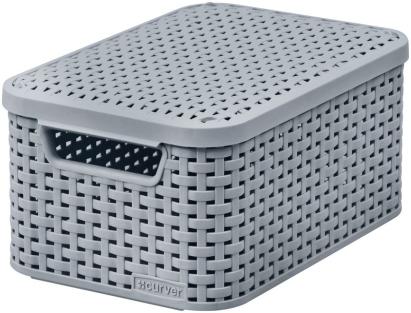 Coș de depozitare Curver Style S cu capac, gri, 19,8x29,1x14,2 cm