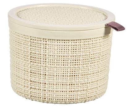 Coș rotund cu capac Curver Jute 2L, bej, 17 x 13 cm