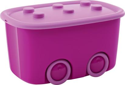 Cutie de depozitare cu capac KIS Funny L, 46 L, roz, 39x58x32 cm