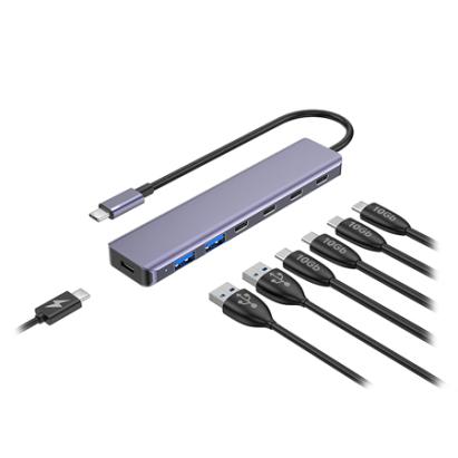 Hub USB-C 7 in 1 Platinet cu 10Gbps, PD 100W si carcasa din aluminiu