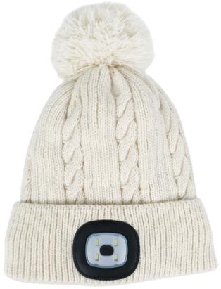 Căciulă albă cu LED Strend Pro Damon, mărimea L, 60 lm, cu ciucure