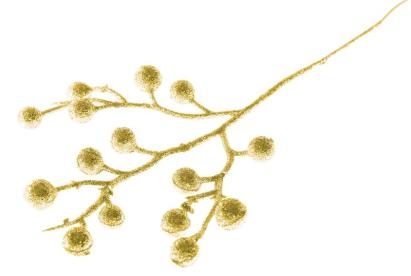 Crenguță decorativă de Crăciun aurie 28 cm, set 6 bucăți