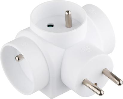 Priza tripla Strend Pro 3x16A alba, adaptor repartitor compact