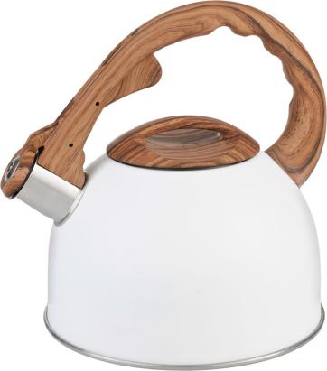 Ceainic fluierător MagicHome alb, 2,5 L, compatibil inducție