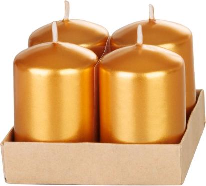 Lumanari advent aurii MagicHome, 4x6 cm, set 4 buc, efect metalic