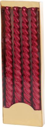 Lumanari spiralate rosii MagicHome Craciun, 25 cm, set 4 buc