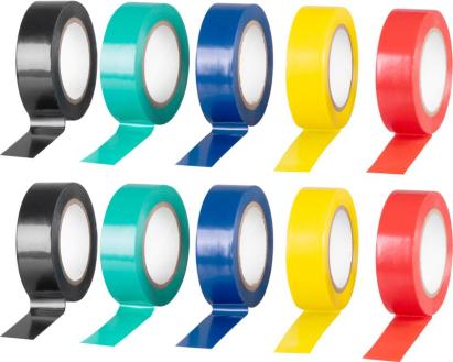 Banda izolatoare PVC Strend Pro 19 mm x 10 m, set 10 buc, multicolor