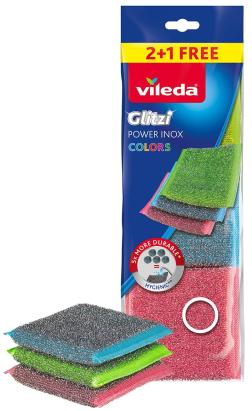 Bureti inox Vileda Power Inox Colors 2+1, pentru curatare eficienta