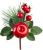 Crenguta decorativa de Craciun cu mar rosu si frunze verzi, 14 cm