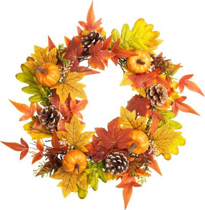 Coronita decorativa de toamna MagicHome Nature, frunze de artar, 40 cm