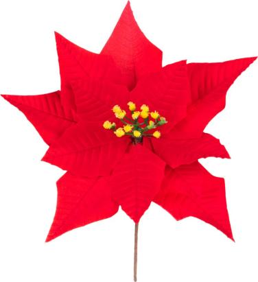 Floare decorativa de Craciun Poinsettia rosie MagicHome, 24 cm