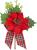 Crenguță decorativă de Crăciun MagicHome cu poinsettia roșie și fundă, 17 cm