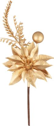 Crenguță decorativă de Crăciun MagicHome cu poinsettia aurie, 24 cm