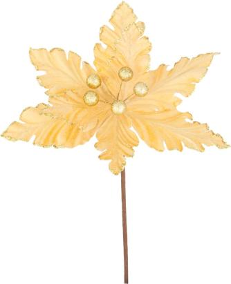 Floare decorativă de Crăciun Poinsettia aurie, 30 cm