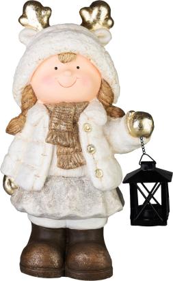Decorațiune de Crăciun MagicHome, fetiță cu lampă, 15x22,8x40 cm