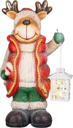 Decorațiune de Crăciun ren cu felinar LED MagicHome, 43 cm